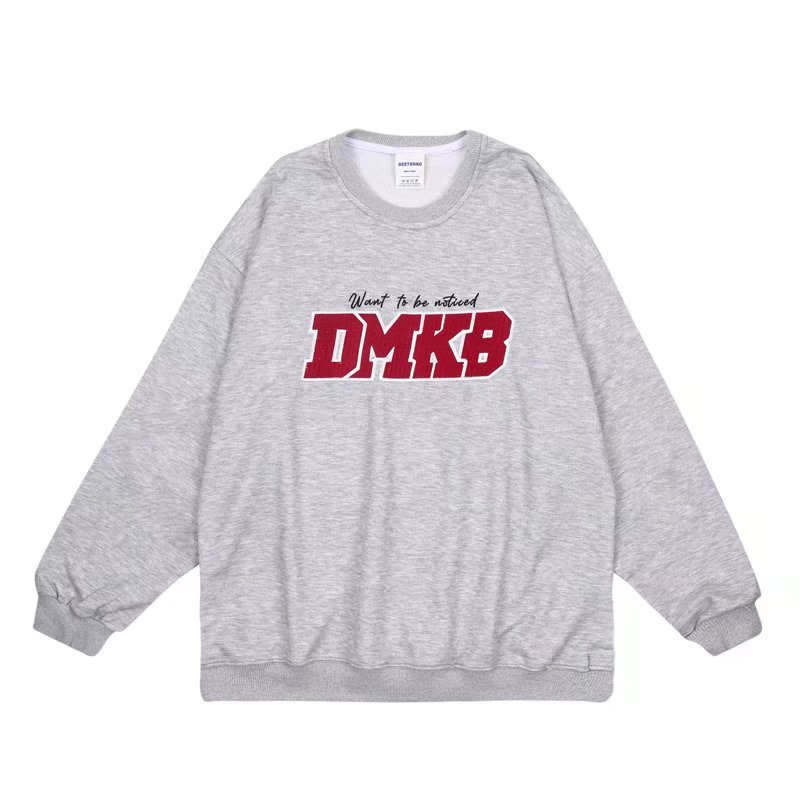 Áo sweater nỉ cotton thêu chữ dáng rộng thời trang thu đông Ulzzang cho nam nữ