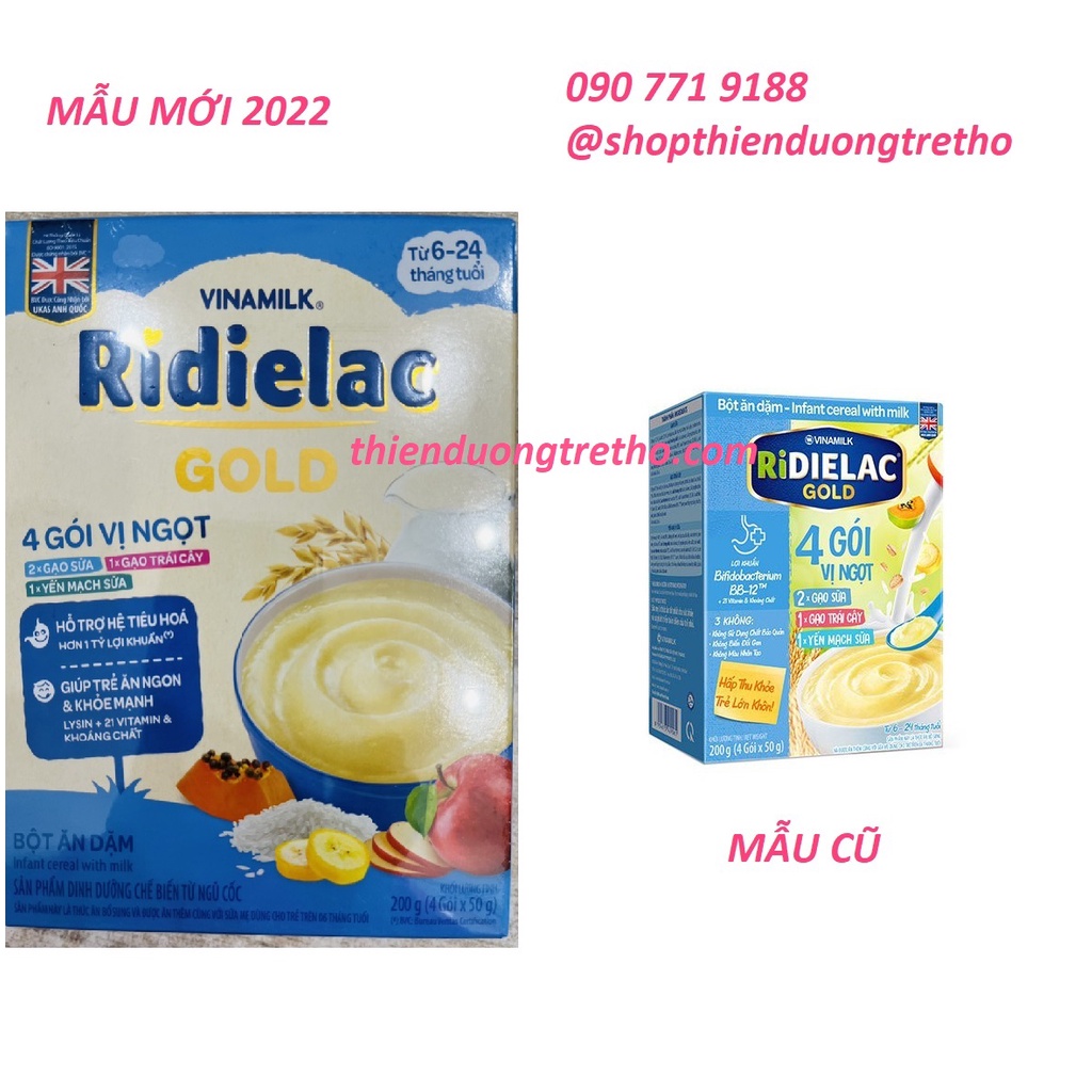 Bột Ăn Dặm Ridielac Gold Vinamilk 4 Gói Vị Ngọt - Hộp giấy 200g