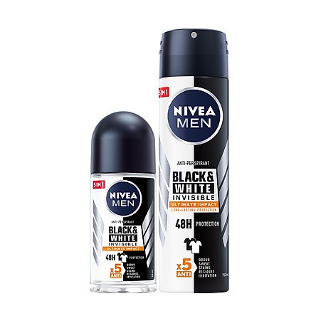 Lăn ngăn mùi Nivea Men Invisible For Black & White Giảm vết ố vàng chai 50ml