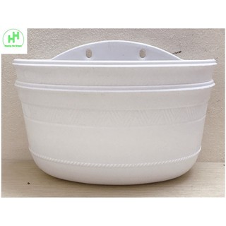 2 Chậu Ốp Tường Bán Nguyệt Trồng Hoa Màu Trắng No: 280x140x160