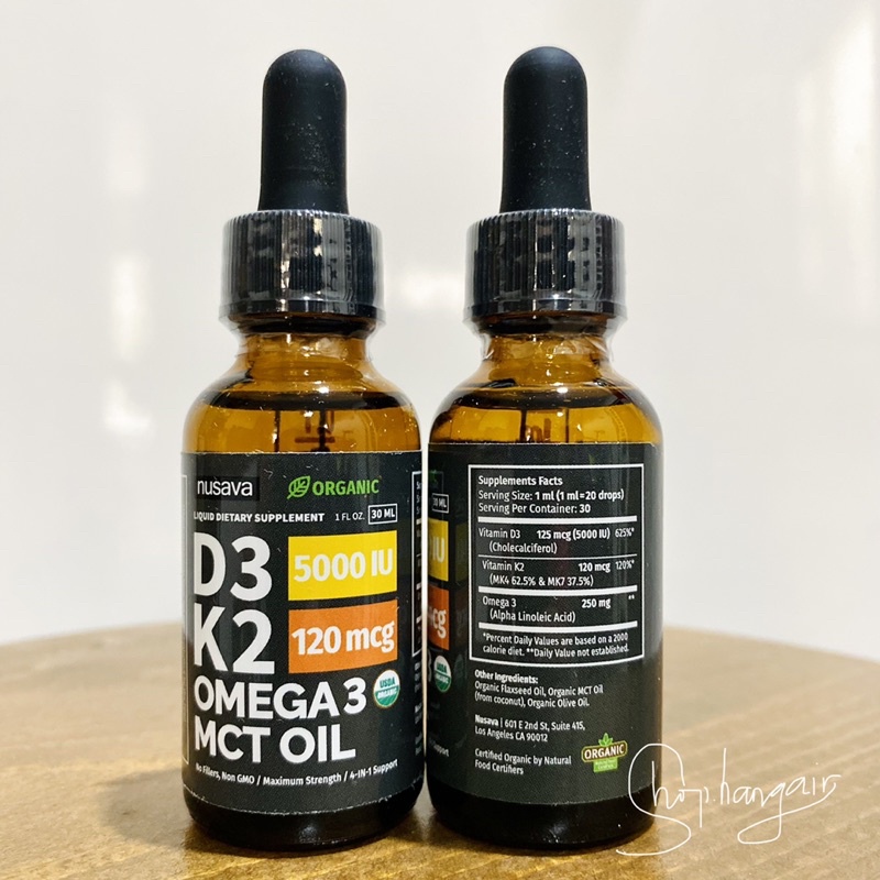 Vitamin D3K2 omega 3 nguồn gốc hữu cơ tốt cho da, tim mạch, trí não, tăng cường thị lực, giảm đau khớp xương 60ml của Mỹ