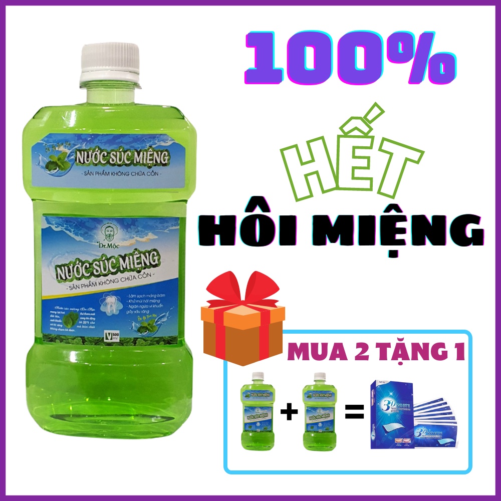 Nước xúc miệng thảo dược Tokyostore diệt khuẩn giảm hôi miệng thơm mát hương bạc hà chai 100ml