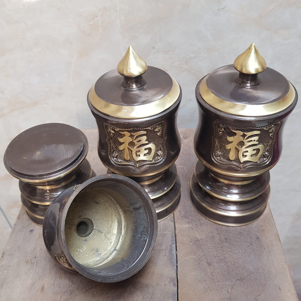 Bộ đài thờ 3 chiếc bằng đồng cao cấp MS12a