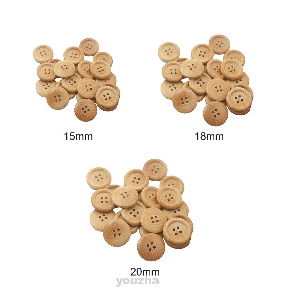 30pcs Solid Home Round Natural Craft For Clothing Hat Decor Wooden Button