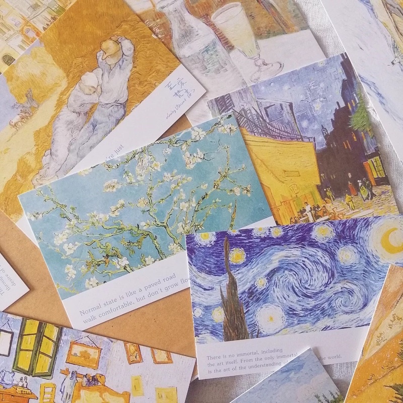 Postcard tranh Van Gogh kèm quote dùng trang trí tường hoặc thiệp tặng quà - ginandtonic