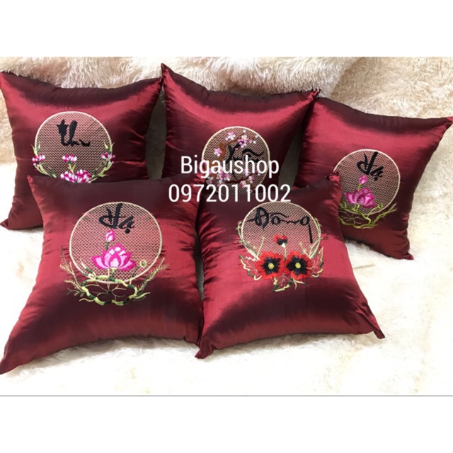 Bộ gối 5 chiếc xuân hạ thu đông(vỏ+ruột bông)