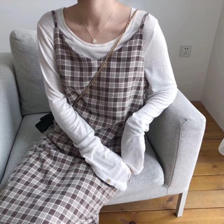 Váy maxi 2 dây kẻ