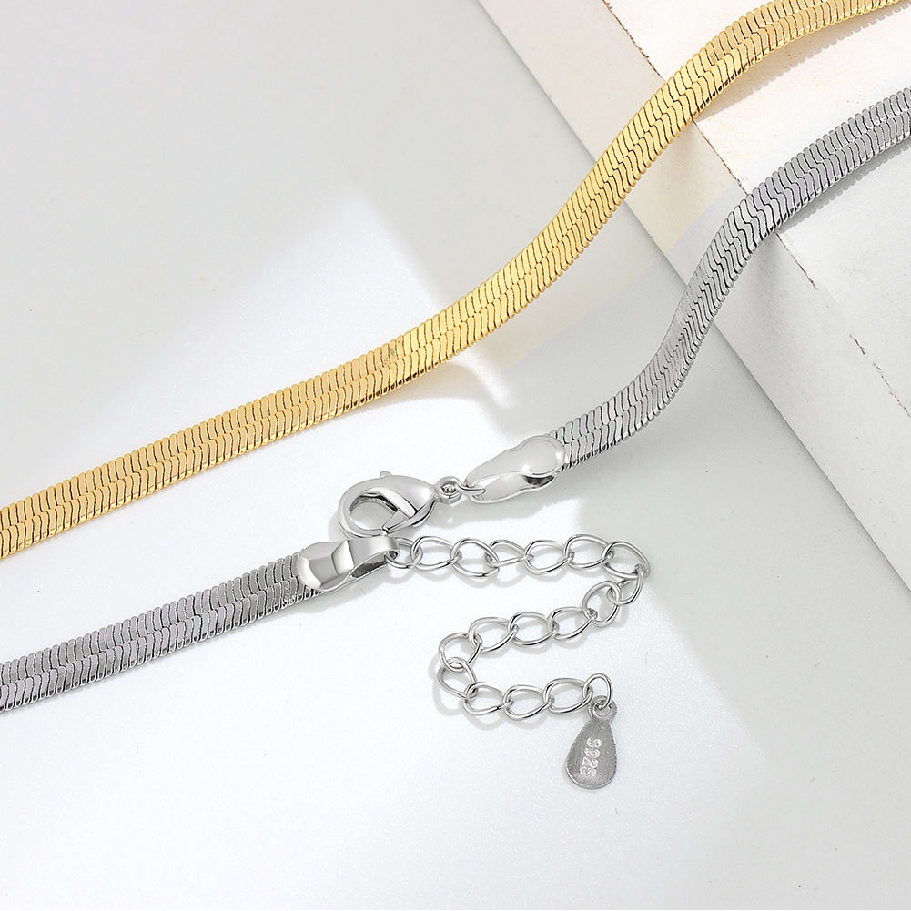 Vòng cổ Xương Rắn Phẳng Lưỡi Vàng Có Thể Điều Chỉnh