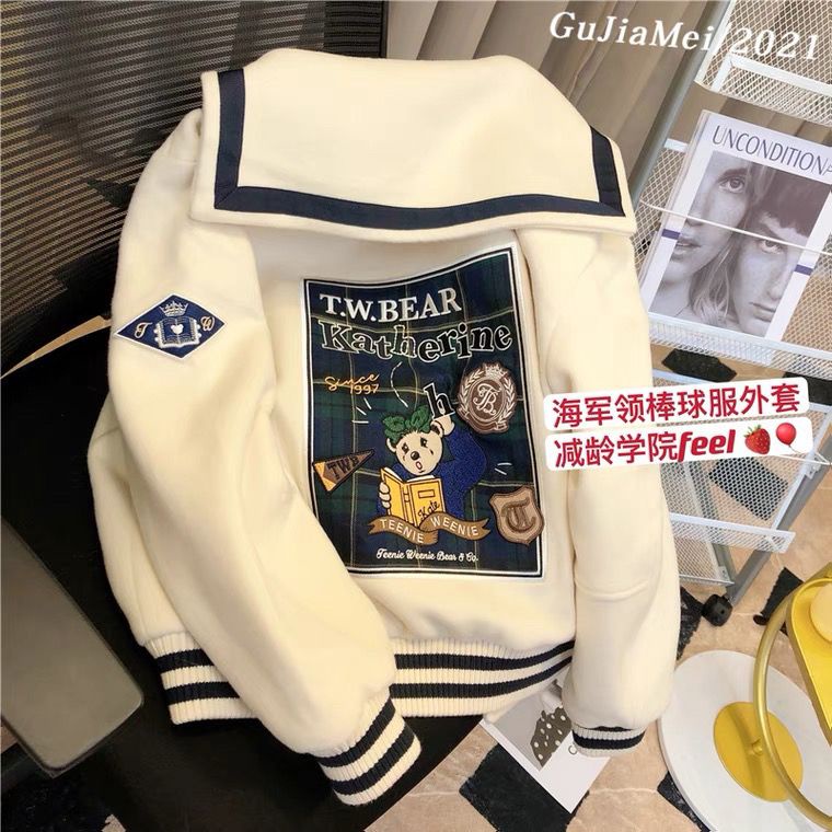 Áo Khoác Bóng Chày Cổ Thủy Thủ Dáng Rộng Phong Cách Preppy Thời Trang Mới 2022 Cho Nữ