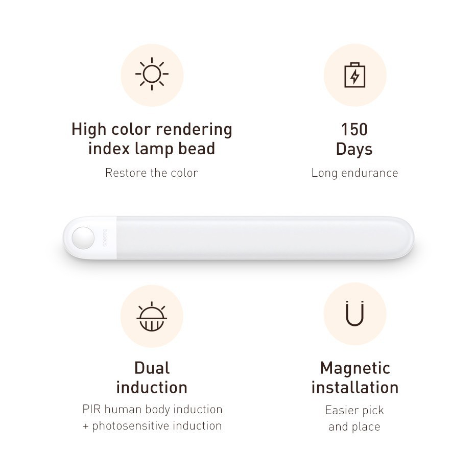 Đèn thông minh tự động bật tắt cảm biến di chuyển loại dài - Baseus