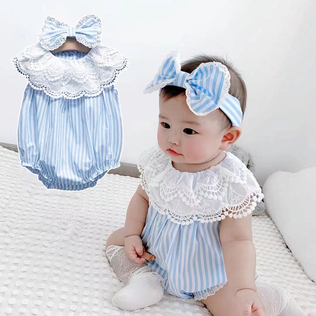 Bộ áo liền quần PINPOO cổ búp bê không tay thời trang mùa hè cho bé gái