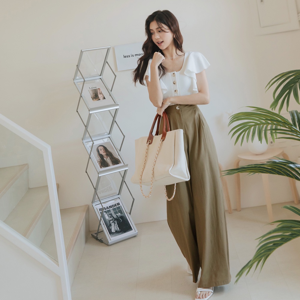 Jumpsuit ống rộng tay viền bèo nữ Air Space 2121828003