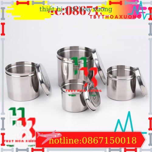Hộp Inox Tròn Đựng Bông Gòn, Lưu Mẫu Các Size
