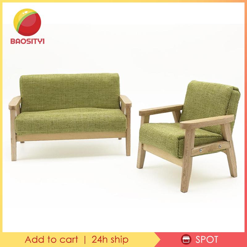 [Baosity 1] Ghế Sofa Màu Xanh Lá Cây Tỉ Lệ 1: 12 Trang Trí Nhà Búp Bê