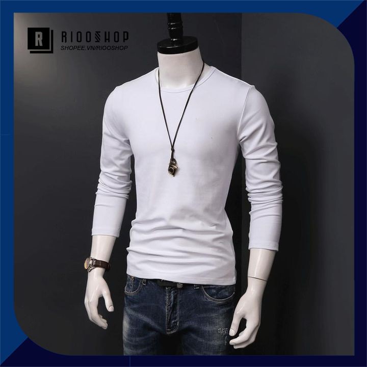 Áo thun nam tay dài cổ tròn trơn cao cấp RKL002 - áo phông nam dài tay đẹp Riooshop | BigBuy360 - bigbuy360.vn