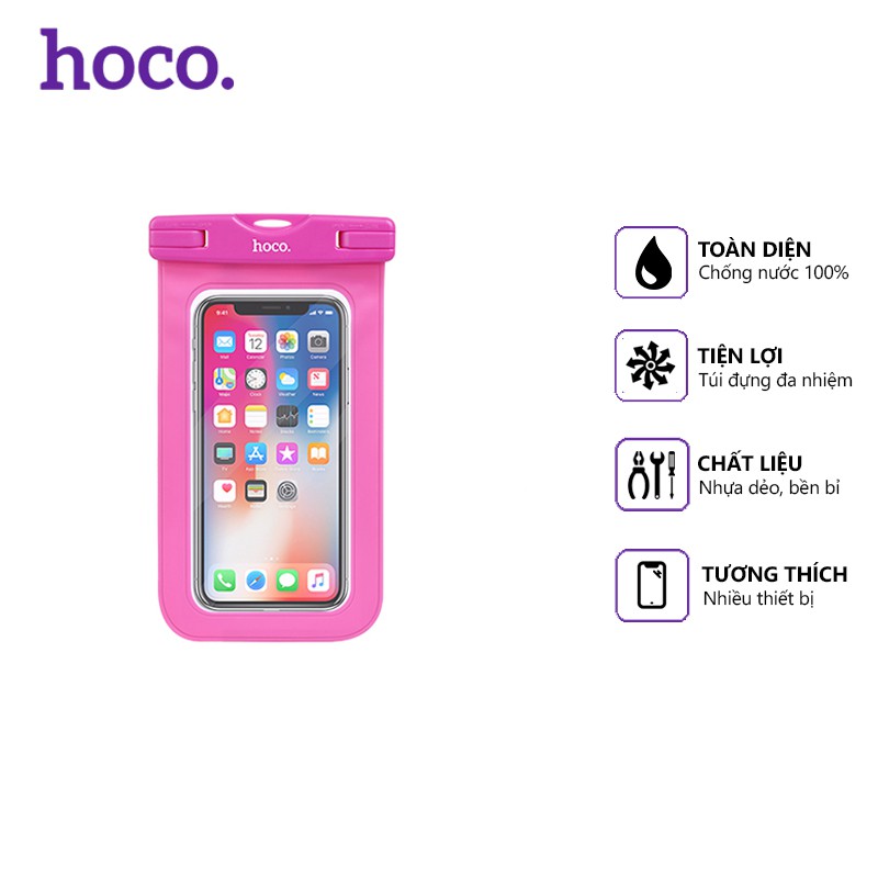 Túi đựng điện thoại chống nước Hoco Common nhựa cao cấp, an toàn khi đi biển, tương thích nhiều thiết bị