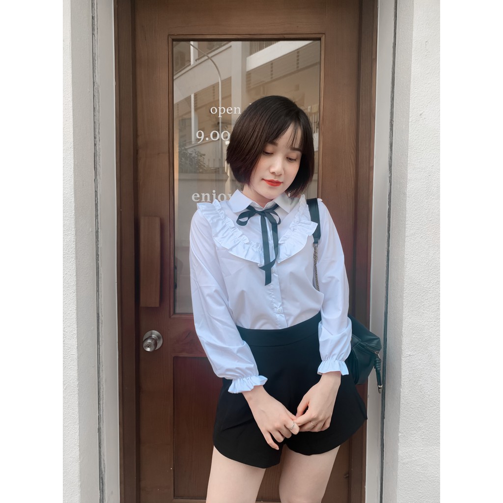 Áo sơ mi bèo dài tay cổ Đức vải thô ướt Goo Studio không nhăn thoáng mát | BigBuy360 - bigbuy360.vn