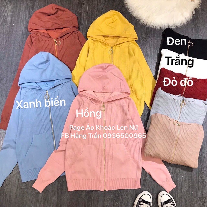 Áo khoác len dệt kim dây kéo có nón | BigBuy360 - bigbuy360.vn