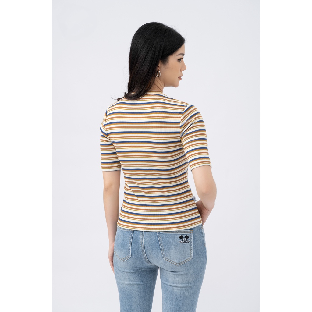 Áo phông nữ dáng ôm Fiona, Áo thun nữ tay ngắn họa tiết kẻ ngang F521247