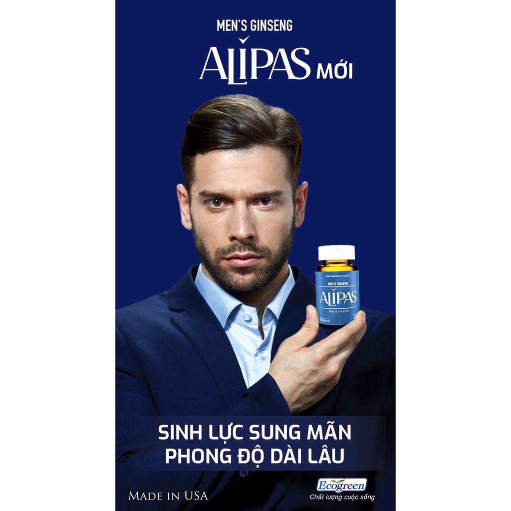 MEN GINSENG ALIPAS [Hộp 30 viên] - Mua 4 chai 30 viên tích điểm Tặng 1 chai 15 viên [alipas platinum]