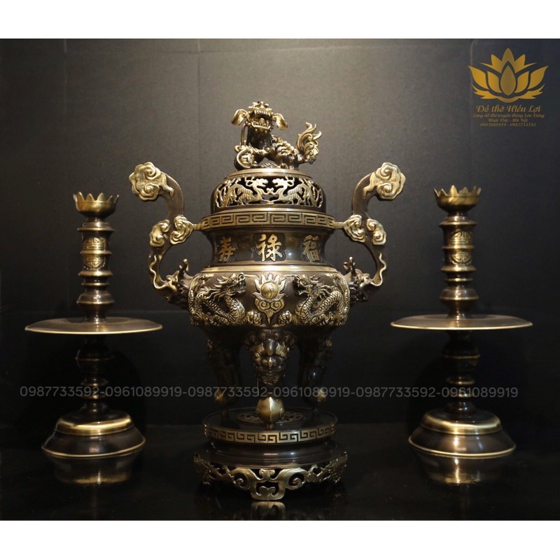 Bộ đỉnh  đồng vàng nguyên chất 100% - cao 60cm