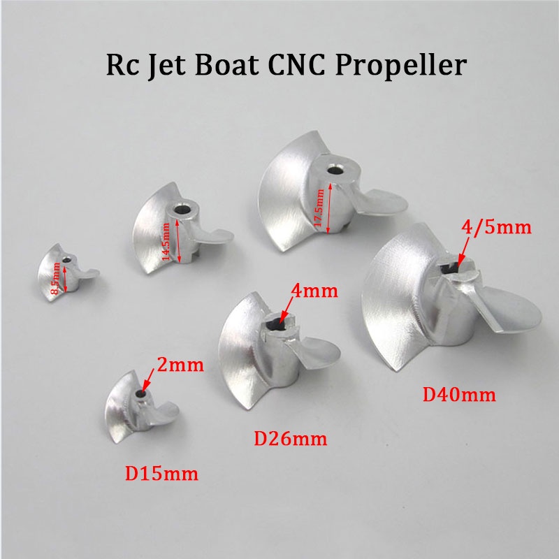 Rc Cánh Quạt Hợp Kim Nhôm CNC 15mm / 26mm / 40mm + 2 Cánh Quạt Cho Tàu Thuyền