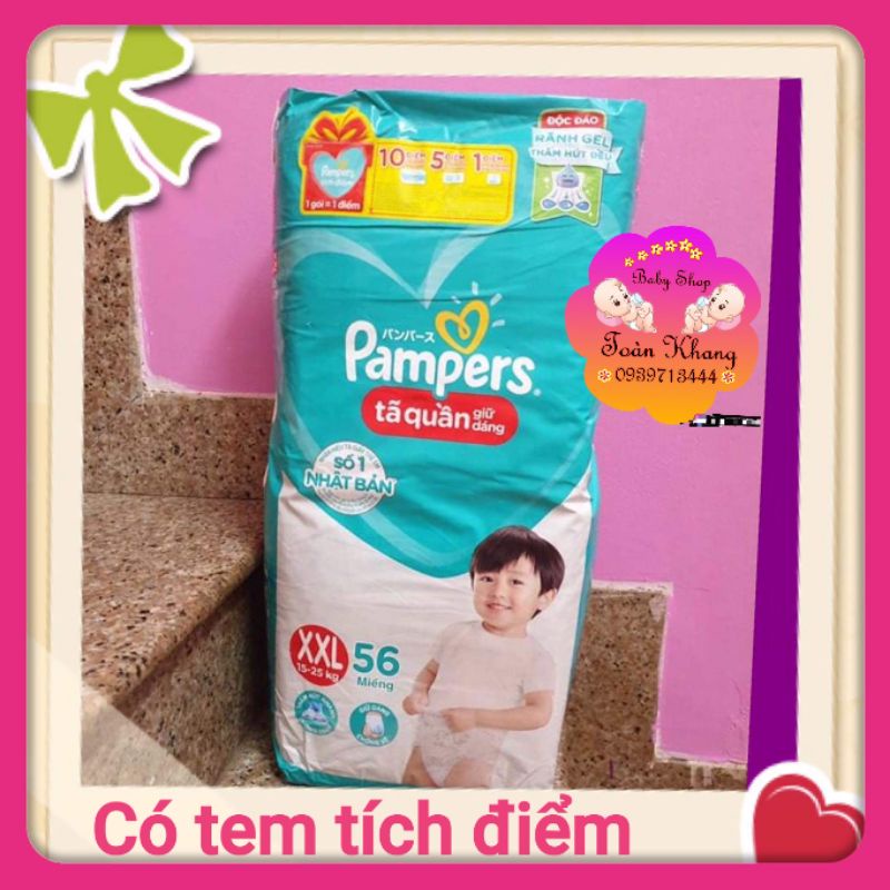 CÓ TEMTÃ QUẦN PAMPERS GIỮ DÁNG CHO BÉ SIZE XL62 MIẾNG