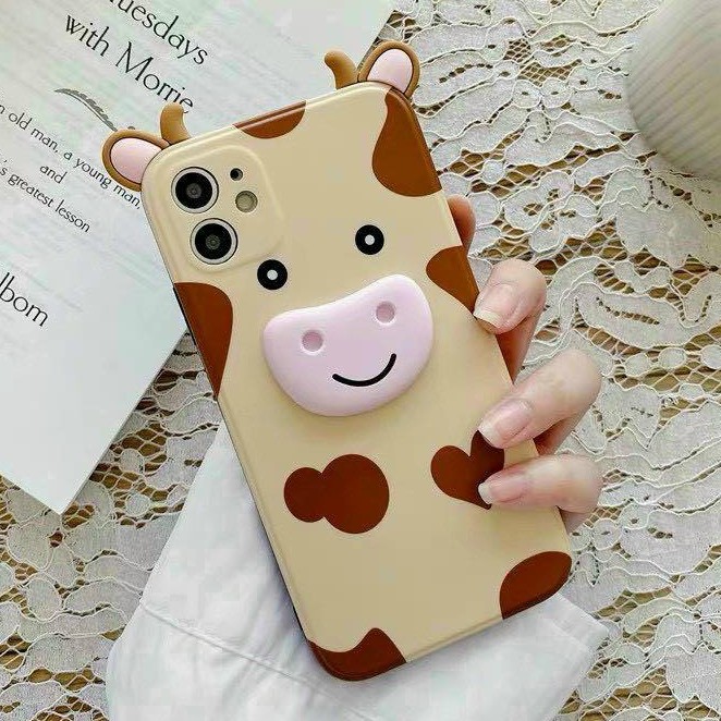 Ốp lưng bò sữa 3D siêu cute IPhone 6/6S/6Plus/6S Plus/ 7Plus/ 8Plus//X/XS/XS Max/ 11/11promax/12/12pro/12prm