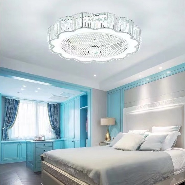 Quạt đèn, pha lê K9 chất lượng cao, động cơ không ồn Quạt 3 tốc độ, cài đặt hẹn giờ, có điều khiển từ xa - Bảo hành 2 nă