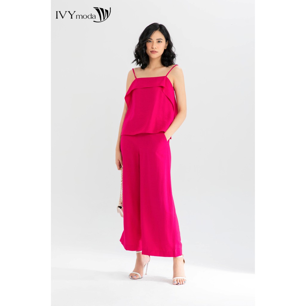Quần linen nữ ống suông IVY moda MS 22B8700