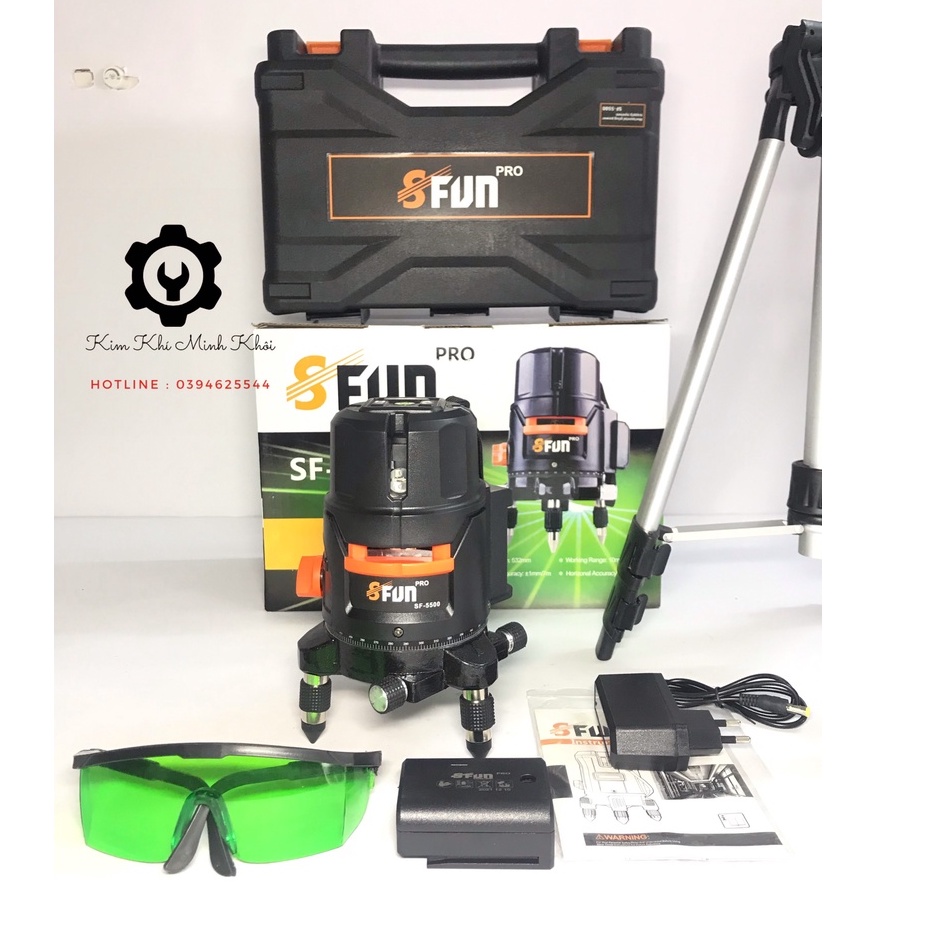 [sịn] Máy cân bằng laser Safun Pro SF-5500 5 tia xanh 1MM| Máy cân mực lazer | Máy bắn cốt