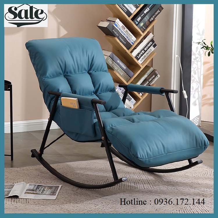 Ghế bập bênh thư giãn đệm da cao cấp - Ghế sofa lười bọc da thư giãn khung thép - Có Video Và Ảnh Thật