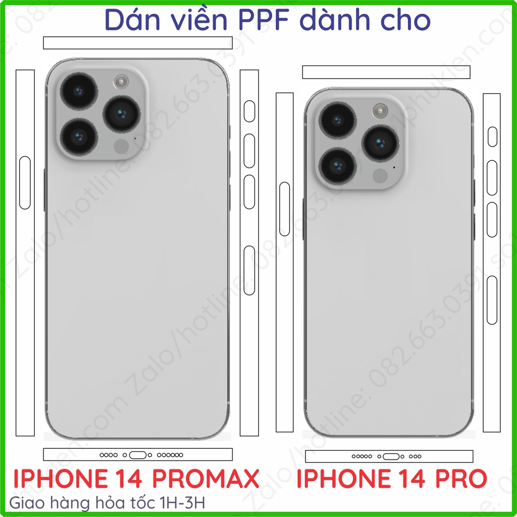 Dán 4 viền PPF iPhone iPhone 14 promax (ip 14 pro max, 14 pm) / 14 pro trong, nhám, chống trầy xước