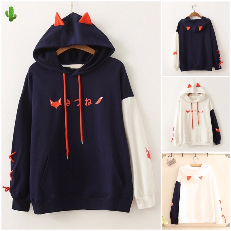 🌵Áo khoác nỉ hoodie cáo phối dây nơ đẹp mắt, form 40-60kg