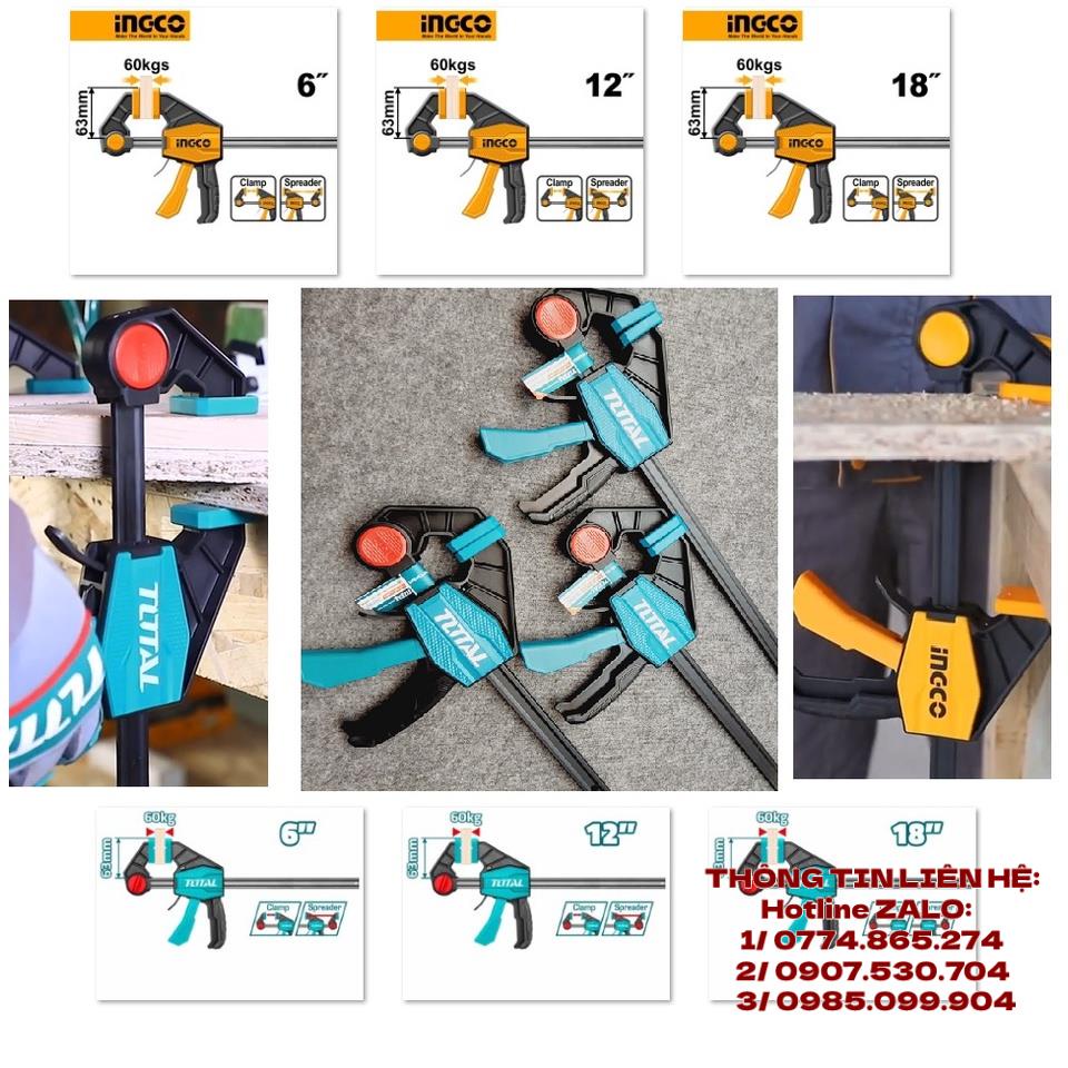 Thanh Cảo Kẹp nhanh Cảo kẹp gỗ POI 6 12 18 inches dài 150mm 350mm 450mm TOTAL INGCO THT134060-1-2-3 HQBC0160-1-2-3