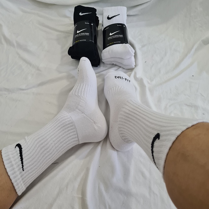 Pack 3 Đôi tất thể thao Nike cao cổ DRIFIT White/Black/Gray SX7664-100