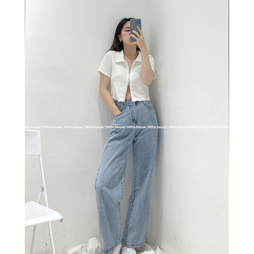 (FREESHIP)áo croptop cộc tay khóa giữ hàng xuất ulzzang