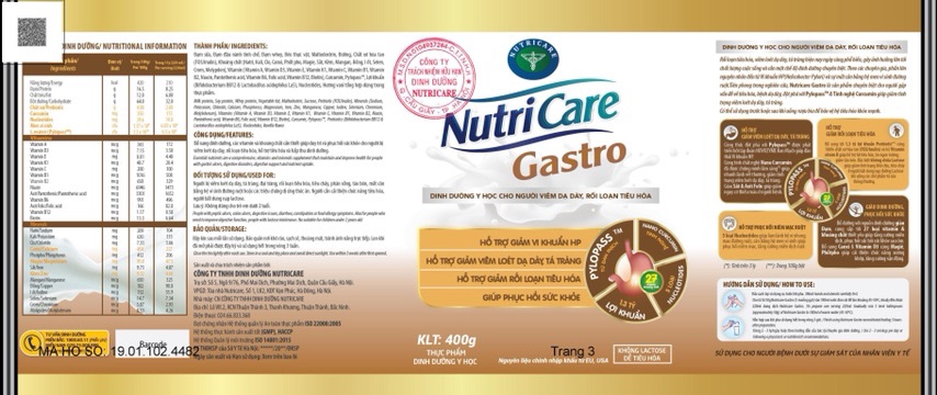 Sữa Nutricare Gastro dành cho người viêm dạ dày, rối loạn tiêu hóa | BigBuy360 - bigbuy360.vn