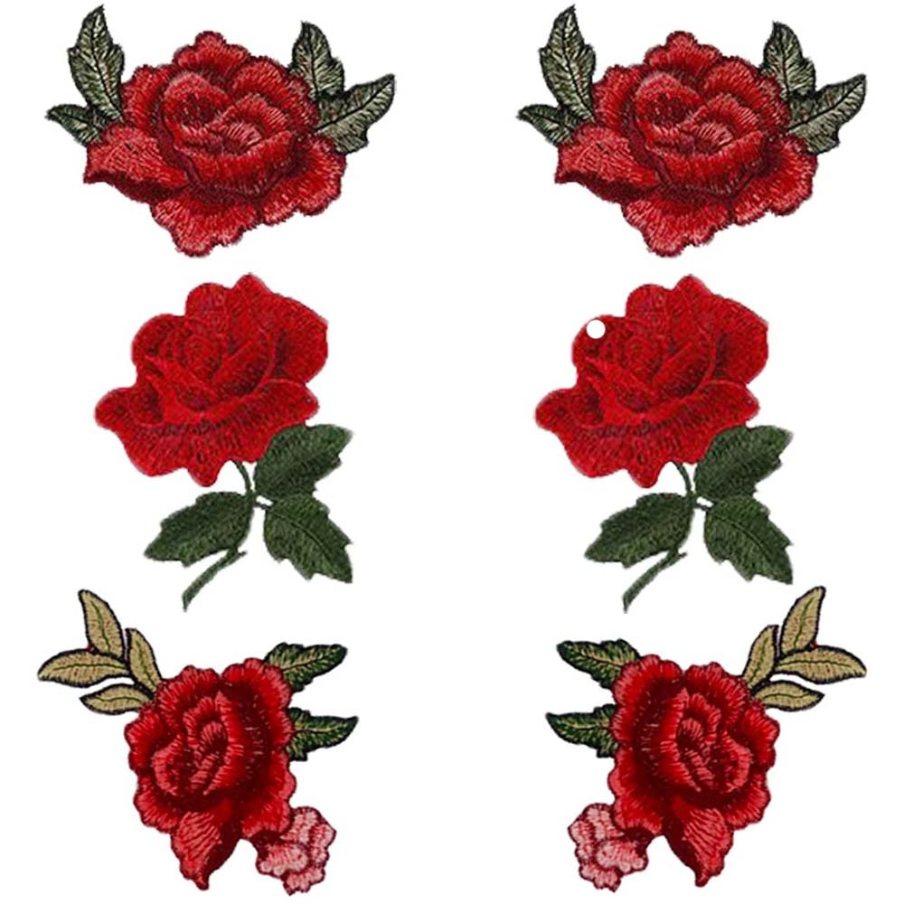 Sticker Ủi Thêu Hình Hoa Hồng Đỏ