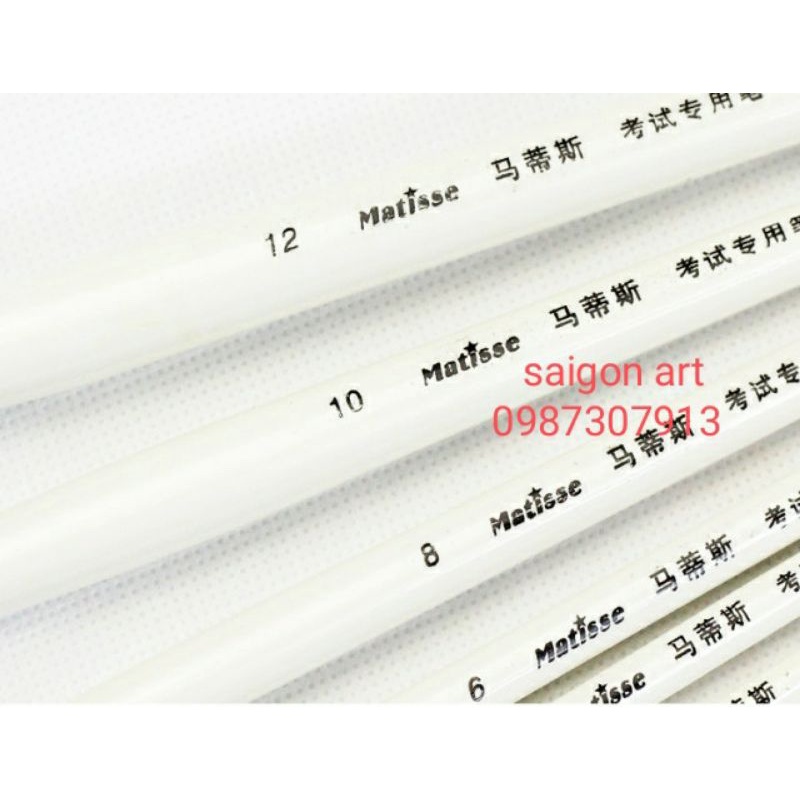 6Cọ Vẽ Tranh Sơn Dầu, Acrylic Đầu Oval Cán Trắng Matisse 938