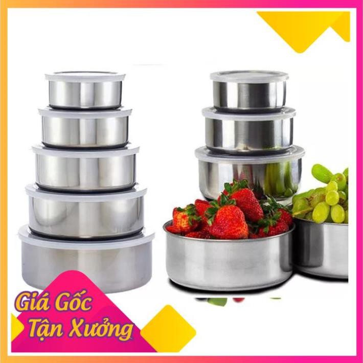 Cam kết  [Chất Lượng Cao] Bộ 5 Hộp Inox Đựng Thực Phẩm Có Nắp Đậy