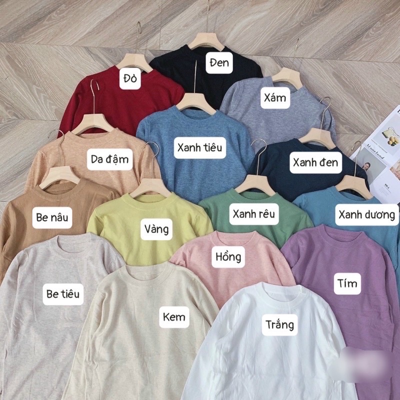 áo len dài tay trơn mịn-áo len basic nhiều màu