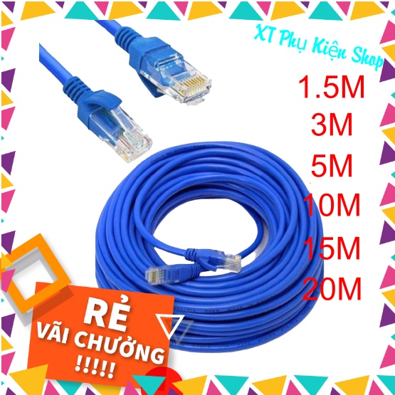 Dây cáp Mạng UTP Cat 5E Dây Xanh Cable Lan - 1.5/3/5/10/15/20M