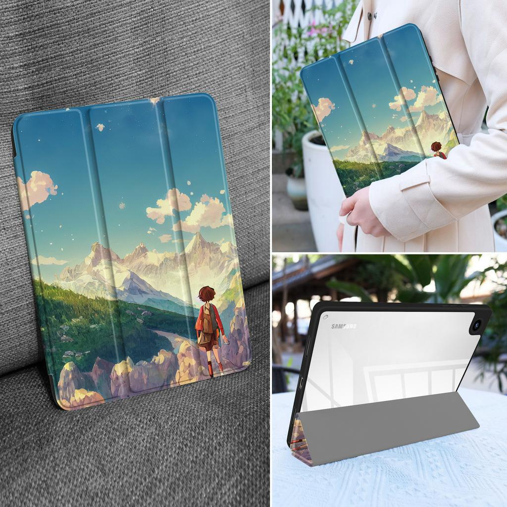 Bao da máy tính bảng BATIANDA PU thích hợp cho Acrylic Trong Suốt Chống Sốc Có Giá Đỡ Gấp Làm Ba Tự Động Thức / Ngủ Cho Samsung Galaxy Tab A8 10.5inch SM-X200 X205 X207
