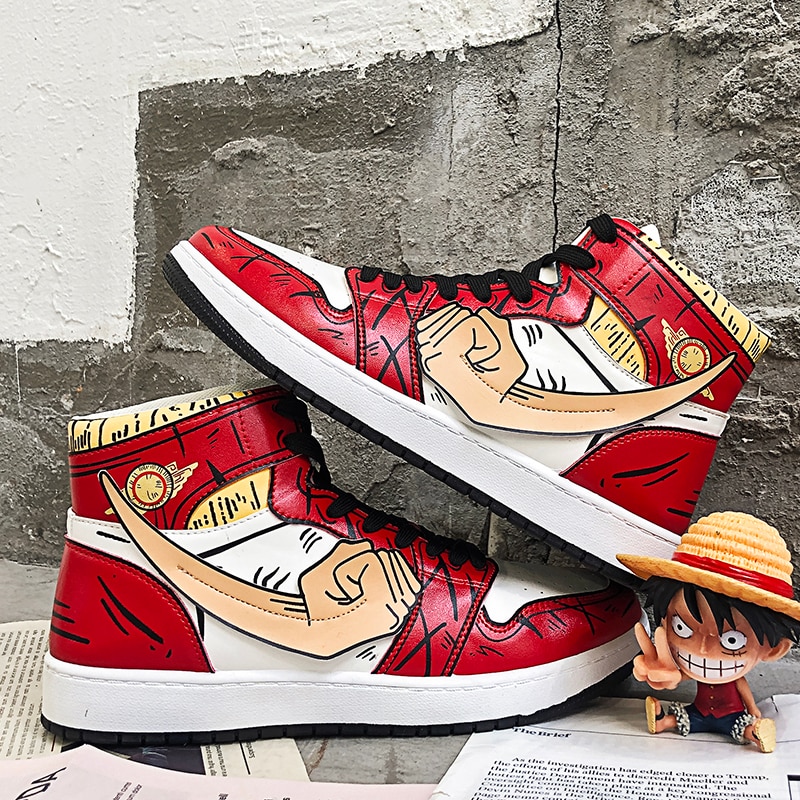 Giày cổ cao in hoạt hình One Piece Luffy thời trang cá tính