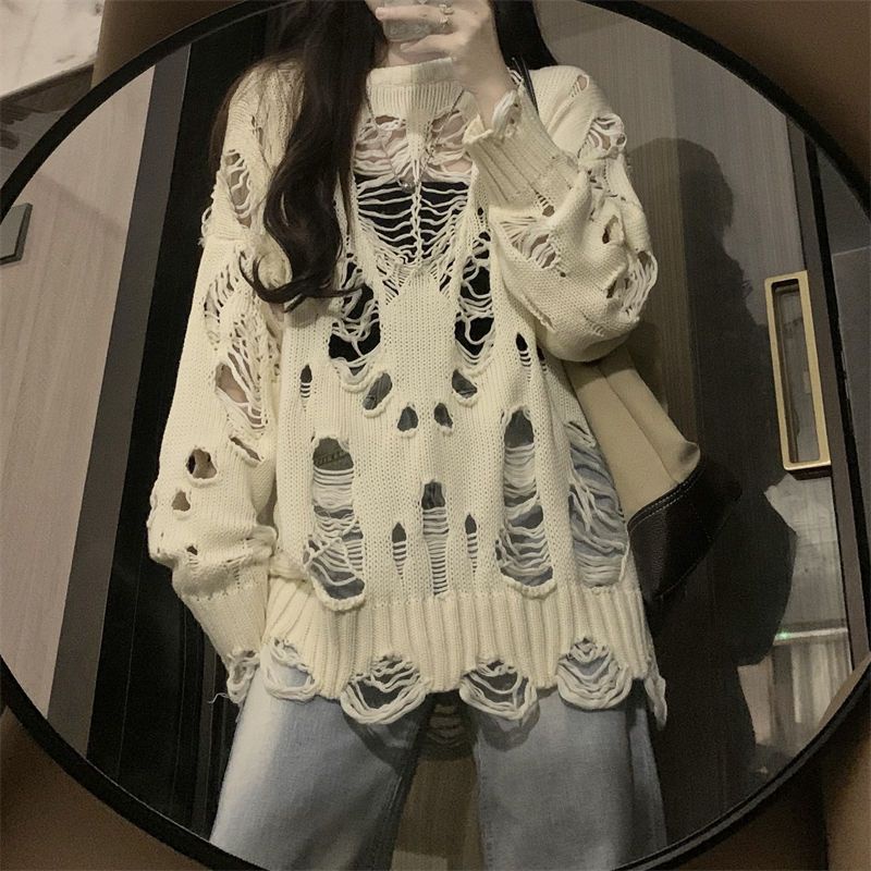 Áo Sweater Y2k Thiết Kế Khoét Lỗ Phong Cách Phương Tây Thời Trang Thu Đông Mới Cho Nữ