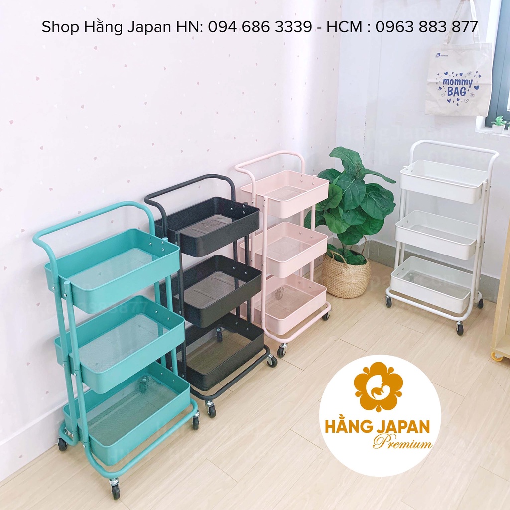 Kệ để đồ đa năng Primo 3 tầng có tay cầm có bánh xe