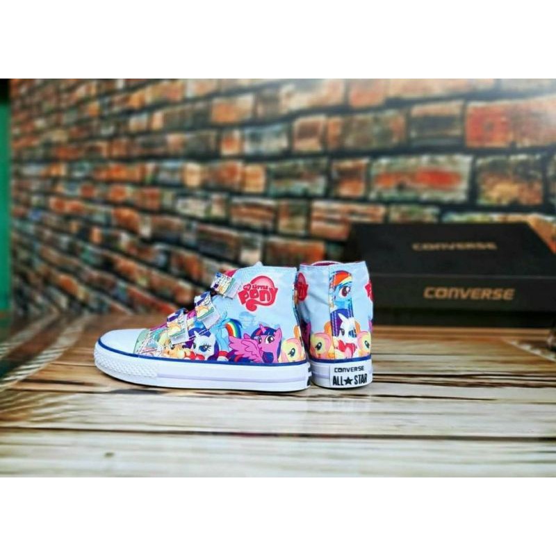 Giày Thể Thao Converse Cổ Cao Quai Dán Năng Động Hợp Thời Trang Cho Bé Gái Size 23-35