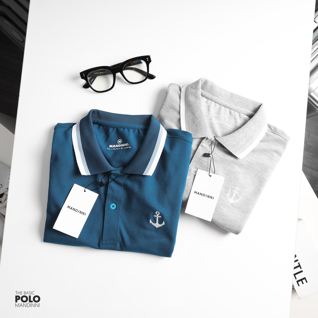 Polo Archo phối viền cổ thêu logo mỏ neo Mandinni