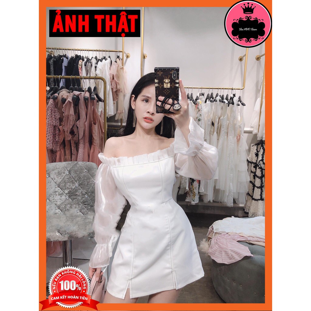 VÁY BODY TAY PHỒNG CÓ MÚT NGỰC 3 SIZE S,M,L MÀU TRẮNG, HỒNG VẢI BỐ KÈM LƯỚI | BigBuy360 - bigbuy360.vn